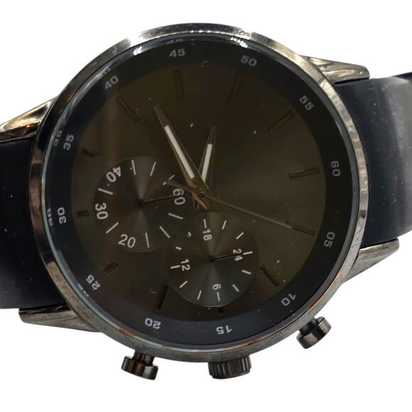 Aldo Men Watch Classic Casual Style Black Rubber Band Large Display Watch Only - Picture 10 of 10